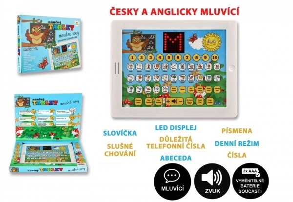 Dvojjazyčný naučný tablet moudré sovy