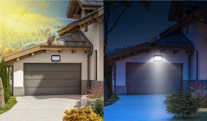 Zahradní solární lampa se snímačem pohybu 120 LED