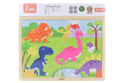 Dřevěné puzzle 16 dílků - dinosauři