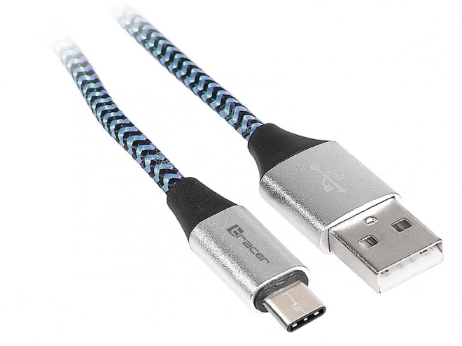 Kabel USB 2.0 Type-C A samec - C samec 1,0 m černý/modrý