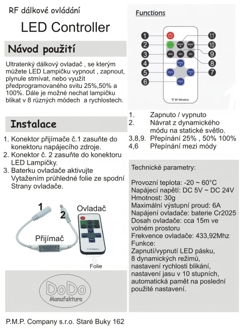 DoDo Dětská LED lampička Krtek v peřince (s dálkovým ovladačem)