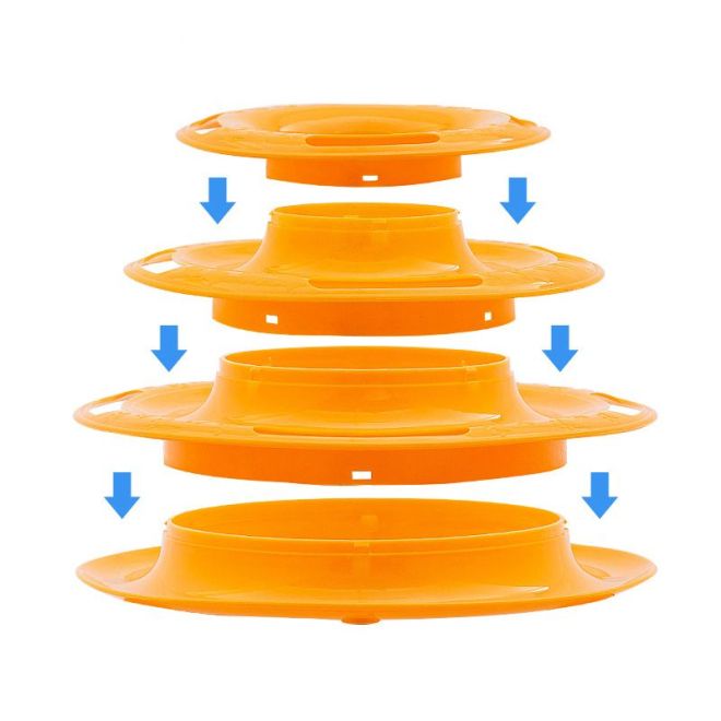 Interaktivní hračka pro kočky s míčky - oranžová