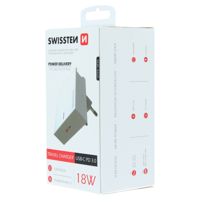 Nabíječka Swissten iPhone 3.0 18W Power Delivery - bílá