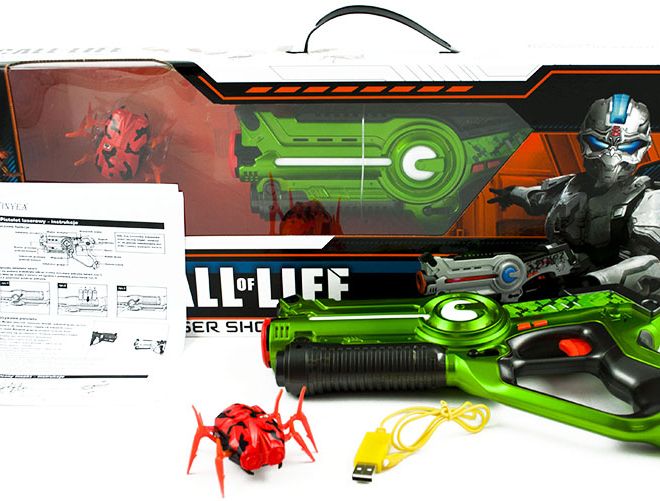 Laserová infračervená pistole + hmyz – Oranžová pistole + zelený hmyz