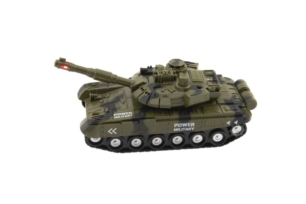 Tank plast 20cm na setrvačník na baterie se světlem se zvukem v krabici 24x16x11cm