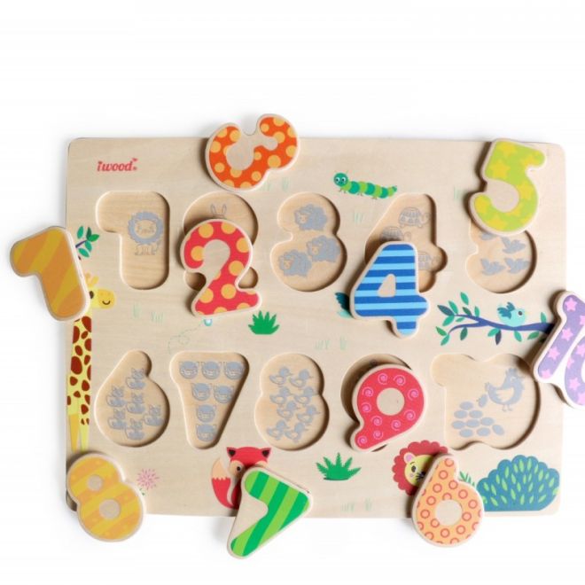 Dřevěné puzzle s čísly Barevné
