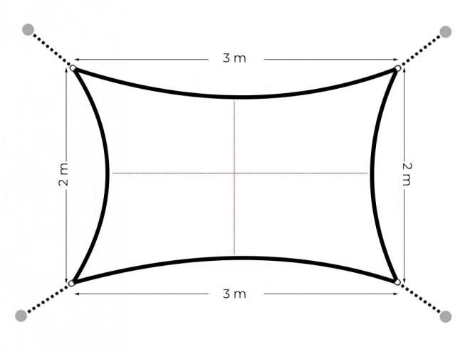 Obdélníková sluneční plachta s vodotěsnou stříškou 2x3m ModernHome - šedá