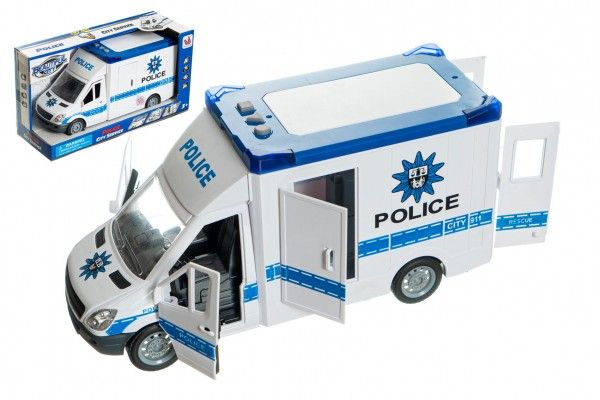 Auto policie plast 28cm na setrvačník na baterie se zvukem se světlem v krabici 32x18x12cm