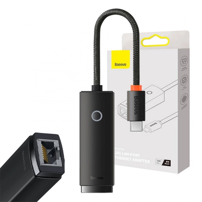 Síťový adaptér Baseus Lite řady USB-C na RJ45, 100 Mb/s (černý)