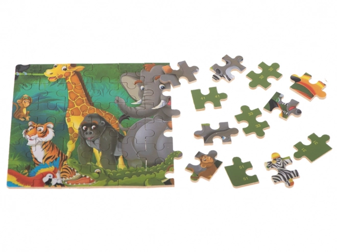 Dětské puzzle s čísly - safari zvířátka