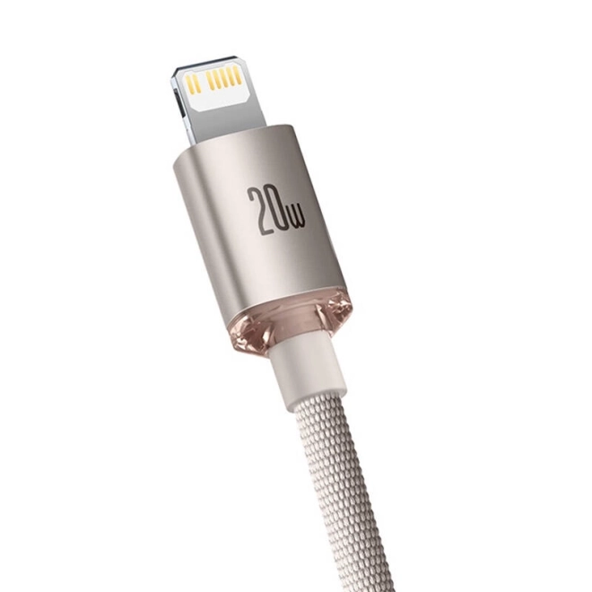 Kabel Baseus Crystal Shine USB-C k iP, 20 W, 1,2 m (růžový)