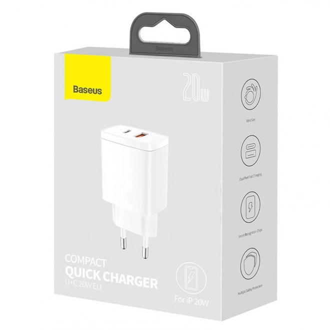 Kompaktní rychlonabíječka Baseus, USB, USB-C, 20W (černá)