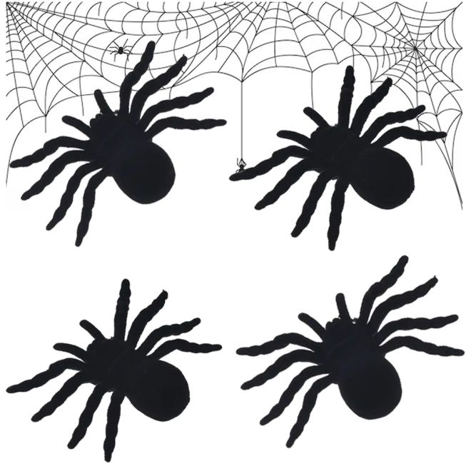 Halloweenský pavouk 4 ks velké strašidelné dekorace