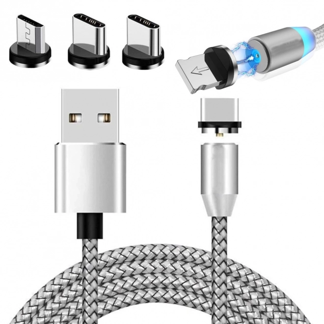 Magnetický nabíjecí kabel 3v1 micro type-c usb lightning 1m