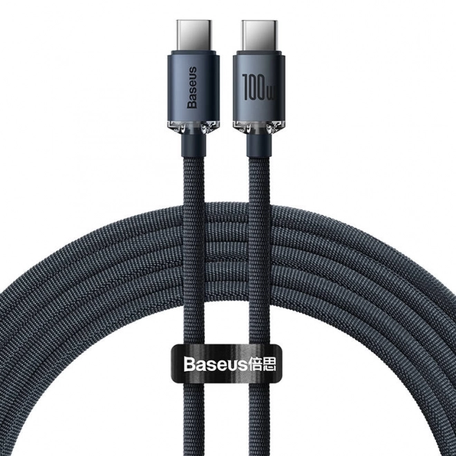 Baseus Crystal Shine kabel USB-C na USB-C, 100W, 2m (černý)