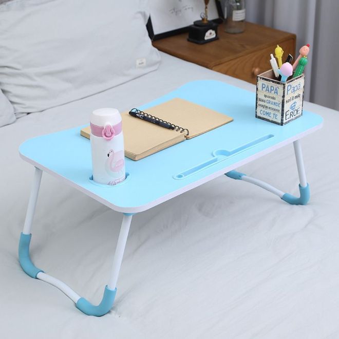 Skládací snídaňový stolek na notebook - modrý
