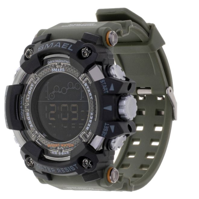 Pánské vojenské vodotěsné LED hodinky SMAEL zelené