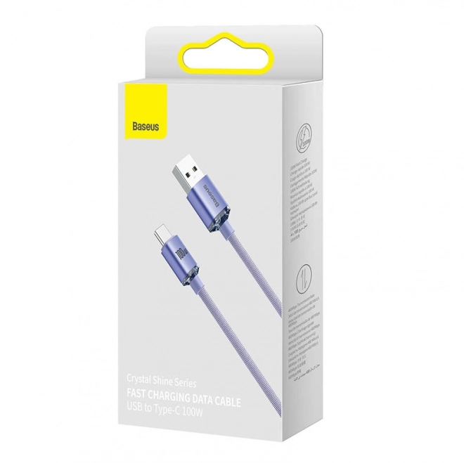 Baseus Crystal Shine kabel USB na USB-C, 100 W, 2 m (fialový)