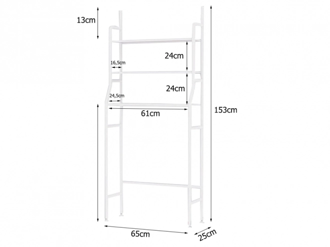 Stojící police nad pračkou stojan na prádlo koupelnová skříňka 3 police