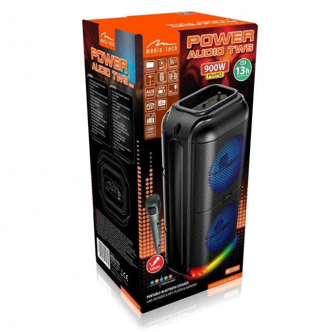 POWER AUDIO BT reproduktor MT3183 Karaoke/Bluetooth 5.3/FM/MP3/MicroSD/USB/AUX/Jack 6.3/USB-C/osvětlení/RMS 50W/PMPO 900W