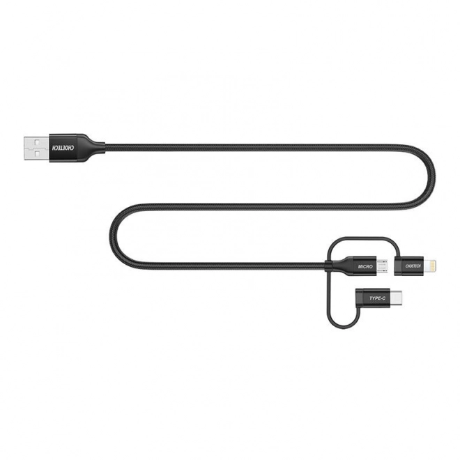 Nabíjecí kabel Choetech 3v1 USB-A/Lightning/Micro USB/USB-C černý