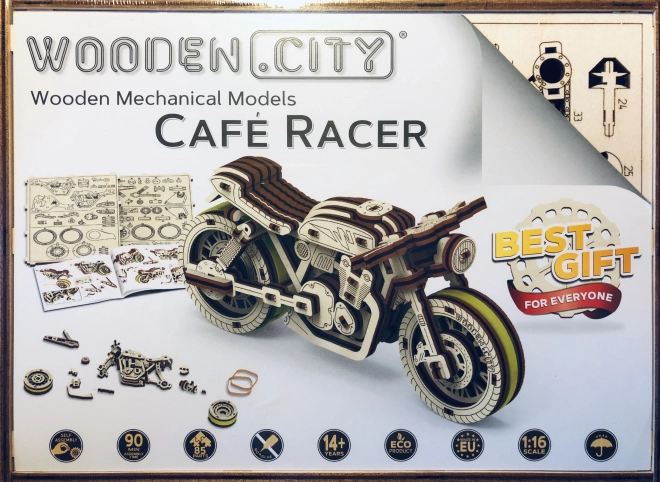 Dřevěné 3D puzzle - Motocykl Cafe Racer