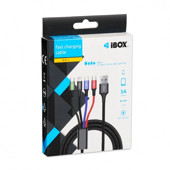 4v1 usb kabel 2xusb-c, microusb, lightning