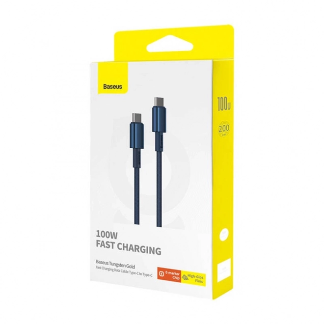 Kabel USB-C na USB-C Baseus Tungsten Gold, 100W, 2m (modrý)