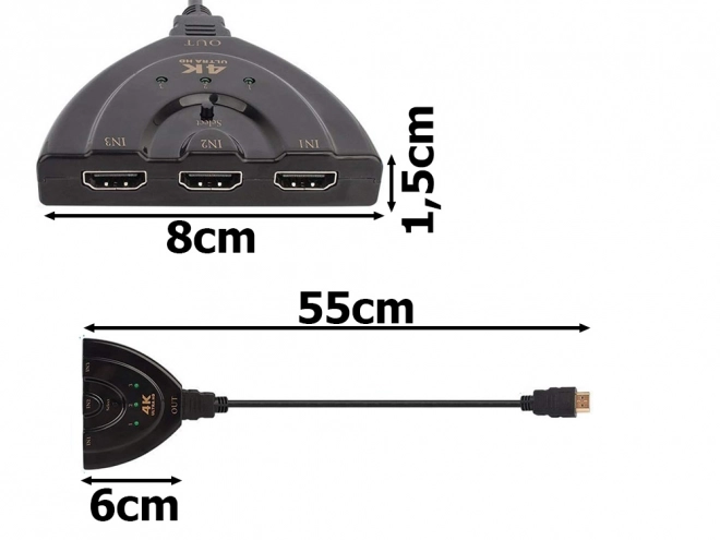 Splitter switch hdmi splitter 3v1 3 porty 4k