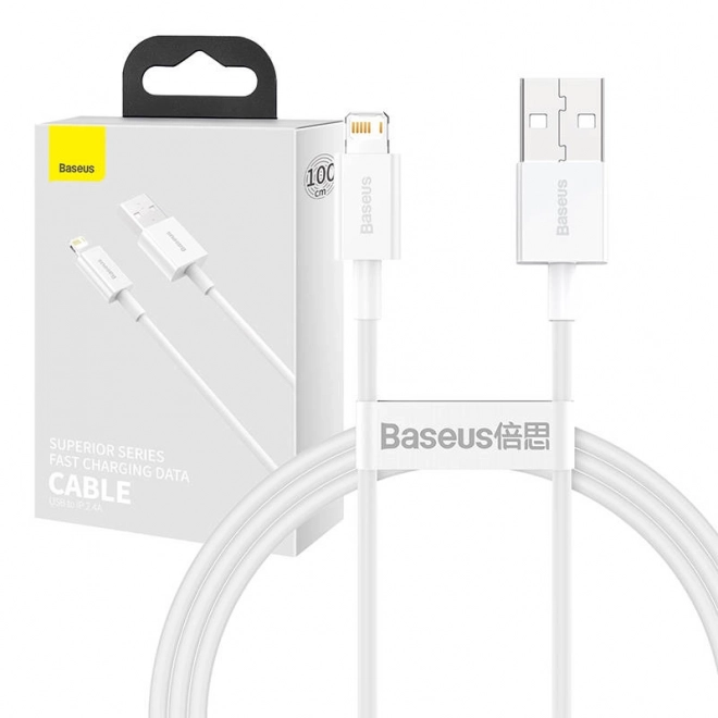 Kabel USB na Lightning řady Baseus Superior, 2,4 A, 1 m (bílý)