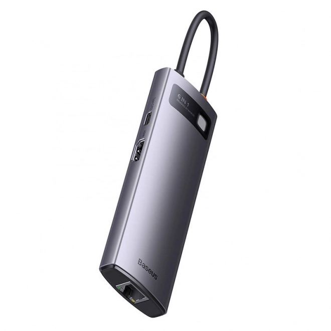 Rozbočovač 6v1 Baseus řady StarJoy, USB-C na 3x USB 3.0 + HDMI + USB-C PD + RJ45