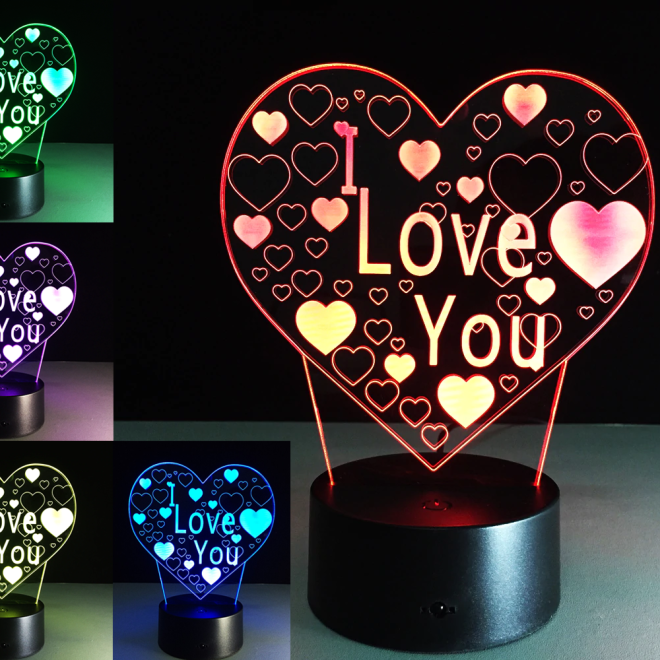 3D LED noční světlo "I LOVE YOU" malé