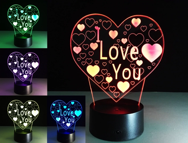 3D LED noční světlo "I LOVE YOU" malé