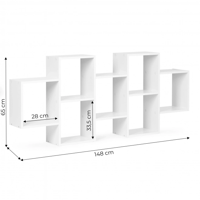 Moderní závěsný regál s 8 policemi, bílý