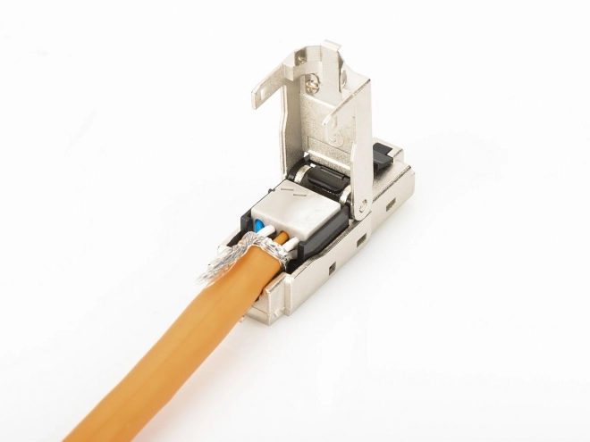 Modulární konektor RJ45 cat.6A, PoE+, 10GbE, STP, stíněný, kovový, bez nářadí, AWG 27-22, záslepka