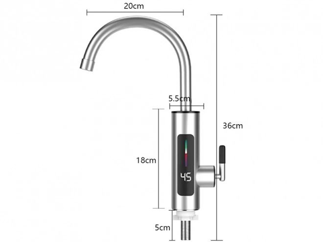 Průtokový elektrický ohřívač vody LCD kuchyňská baterie