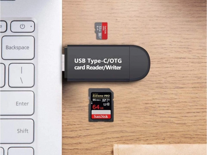 Čtečka karet sd microsd tf usb usb-c micro usb 3v1