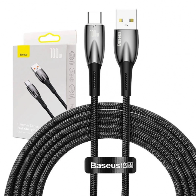 Kabel USB pro USB-C Baseus řady Glimmer, 100 W, 2 m (černý)