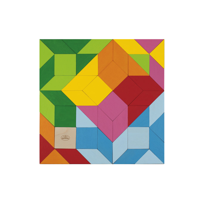 Dřevěná barevná mozaika - 49 dílků