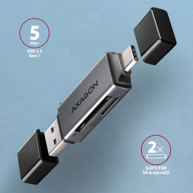 Externí čtečka karet CRE-DAC USB3.2 Gen 1 Type-C + Type-A SD/microSD