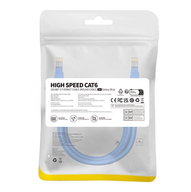 Kulatý kabel Baseus Ethernet RJ45, Cat.6, 2 m (modrý)