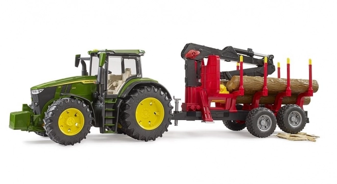 Bruder Traktor John Deere 7R 350 se zadním přívěsem a 4 kládami