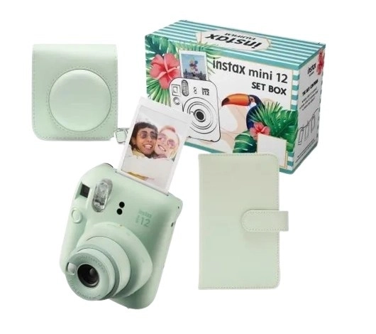 Instax mini 12 BIG BUNDLE (fotoaparát + pouzdro + album) zelený