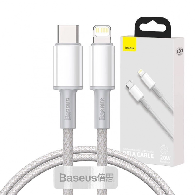 Baseus High Density Braided Cable Type-C to Lightning, PD, 20W, 1m (bílý)