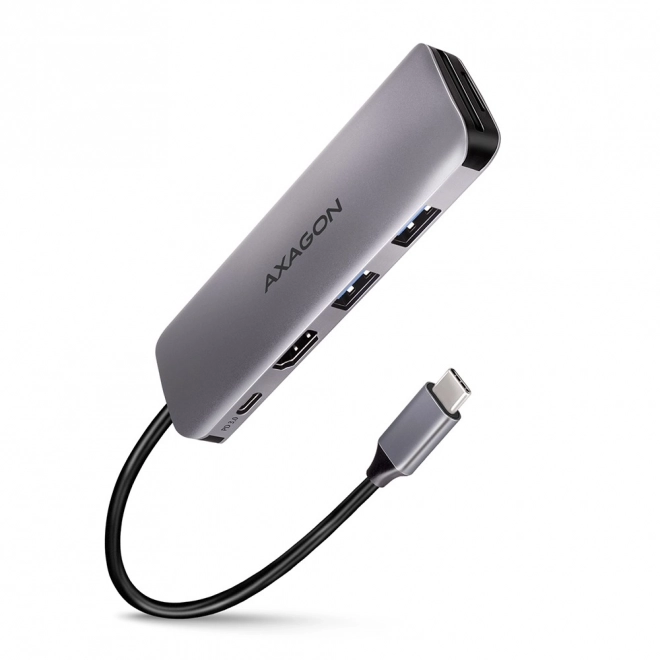 HMC-5 Víceportový rozbočovač 2x USB-A, HDMI, SD/microSD, USB 3.2 Gen 1, PD 100W, 20cm kabel USB-C