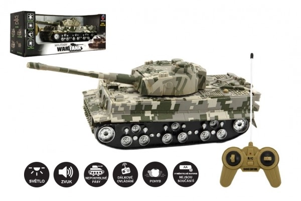 Tank RC TIGER I plast 25cm na baterie se zvukem se světlem v krabici 34x14x14cm