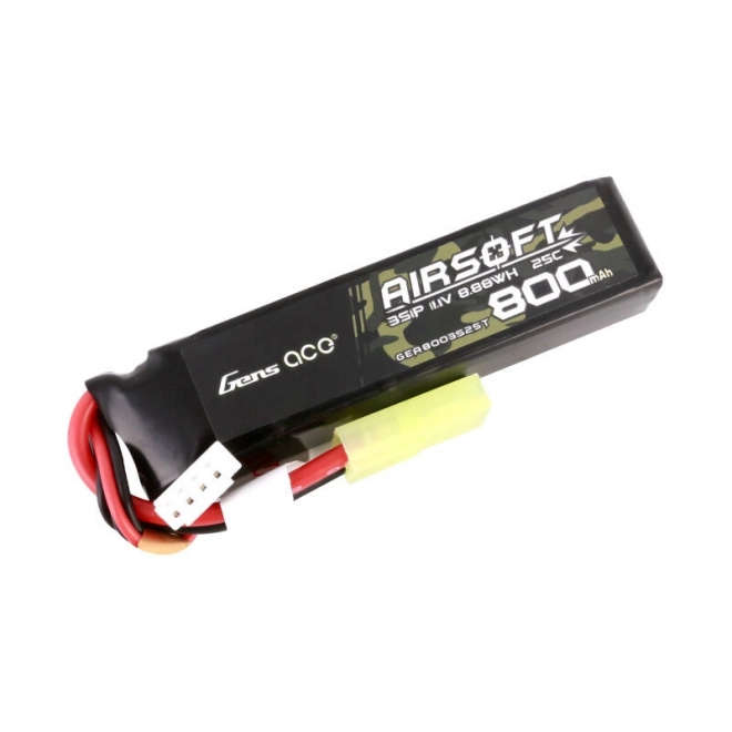 Gens Ace Lipo 800MAH 11.1V 25C 3S1P Airsoft Gun Lipo baterie s mini Tamiya konektorem