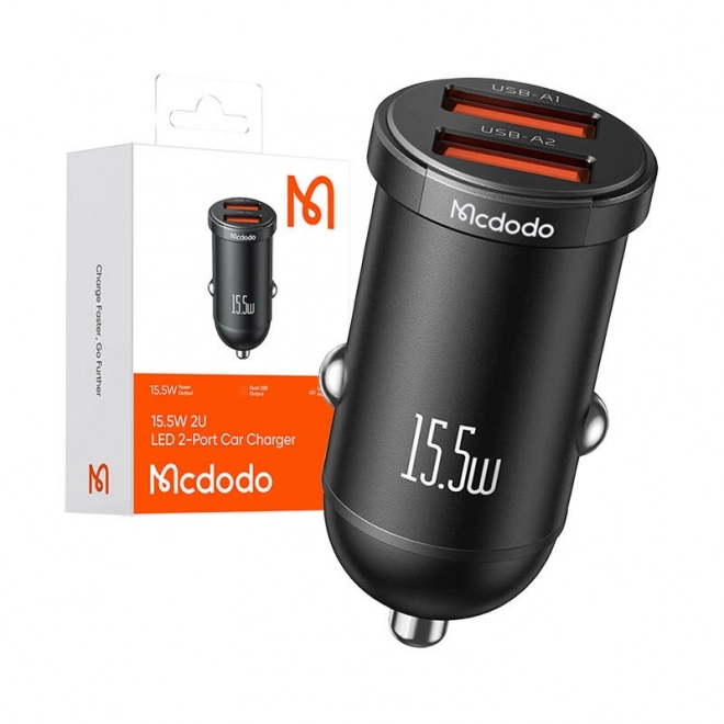 Mcdodo CC-2950 nabíječka do auta, 2x USB, 15,5 W (černá)