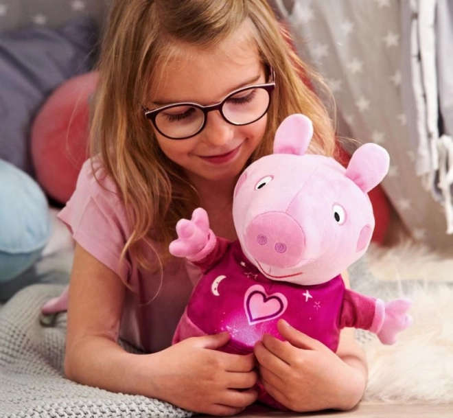 Peppa Pig 2v1 plyšový usínáček, hrající + světlo, růžový, 25 cm