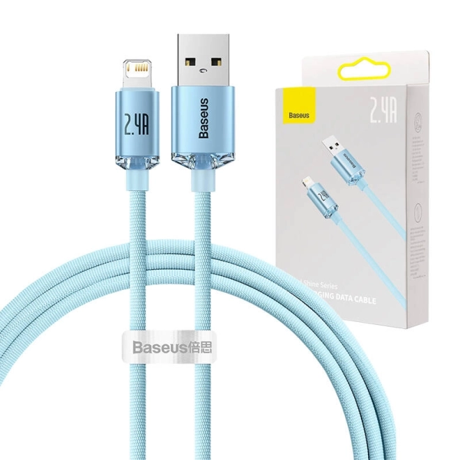 Kabel USB k iP Baseus Crystal Shine, 2,4 A, 1,2 m (modrý)